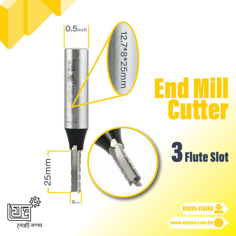 End Mill 3-flute slot - 1/2*8*28